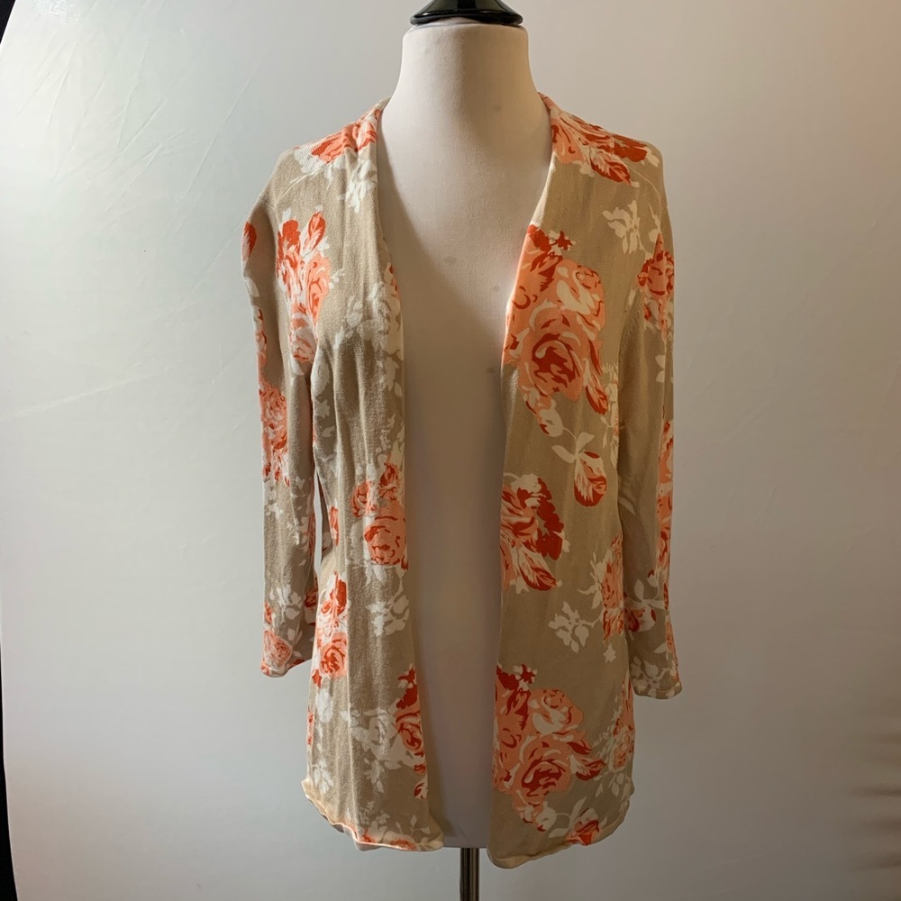 ROZ & ALI Flowered Cardigan Size L